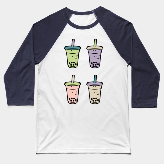 Cute Kawaii Bubble Tea - 4 Flavors Baseball T-Shirt by BobaTeaMe